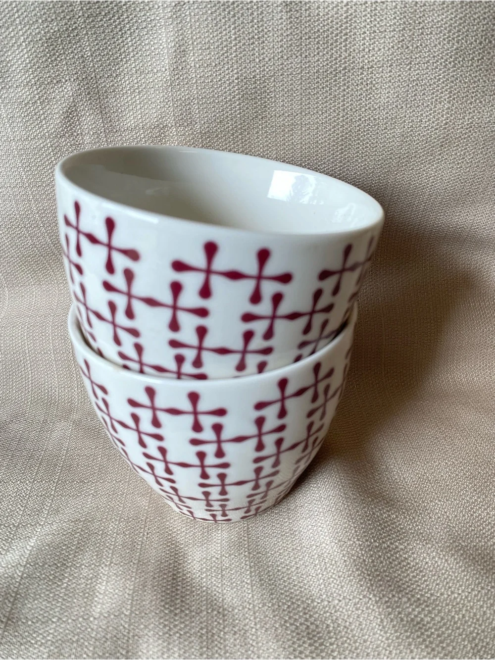 Starbucks Nesting Ceramic Cups Teacups Mugs 2010 8oz Each Handleless set of 2